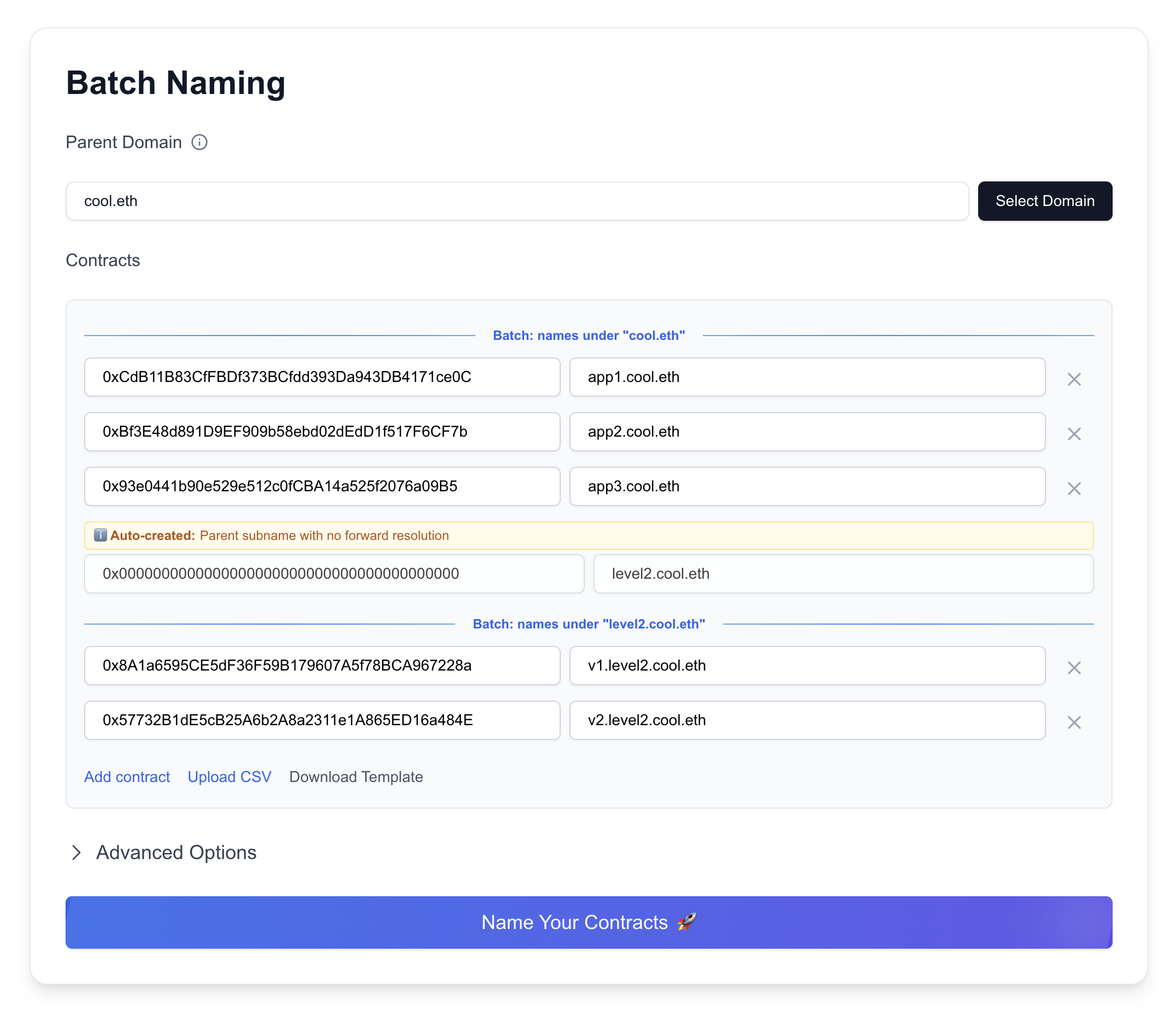 Batch naming in the Enscribe App