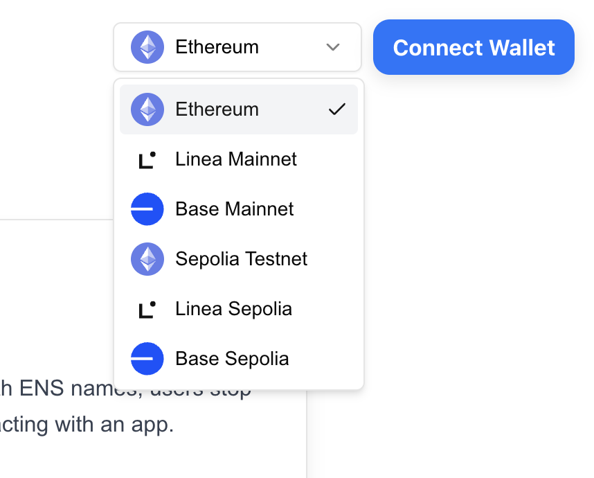 Chain Selector - wallet disconnected