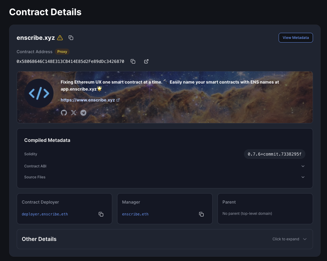 Enscribe.xyz imported on ENS, in the Enscribe App