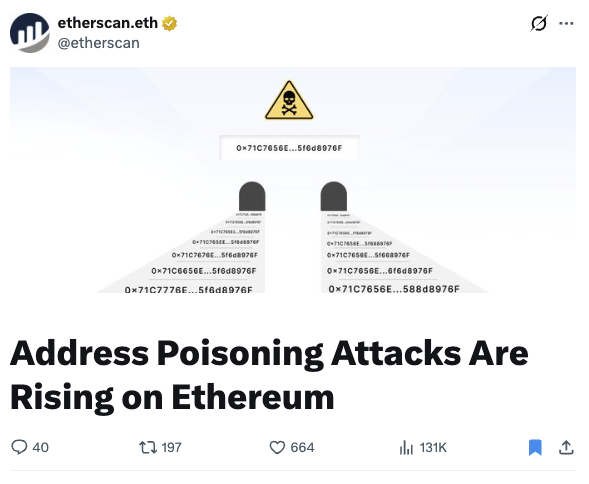Etherscan poisoning article on X