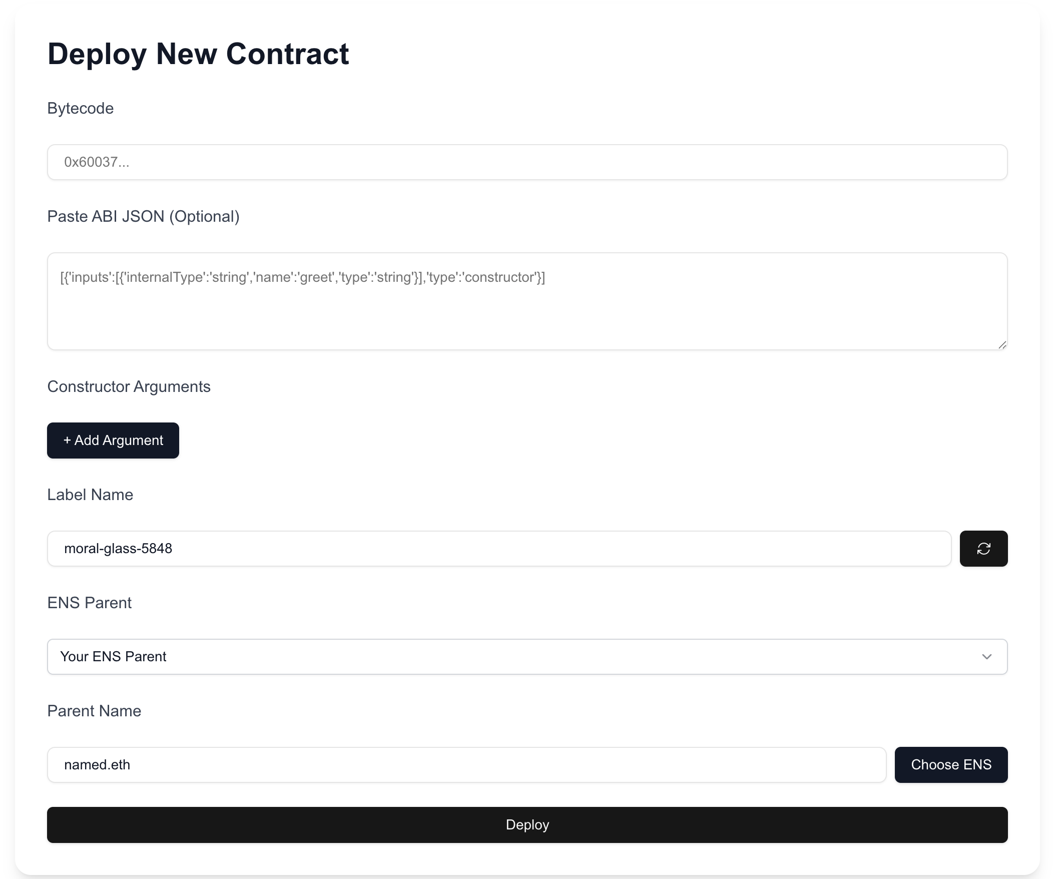 Deploy Form