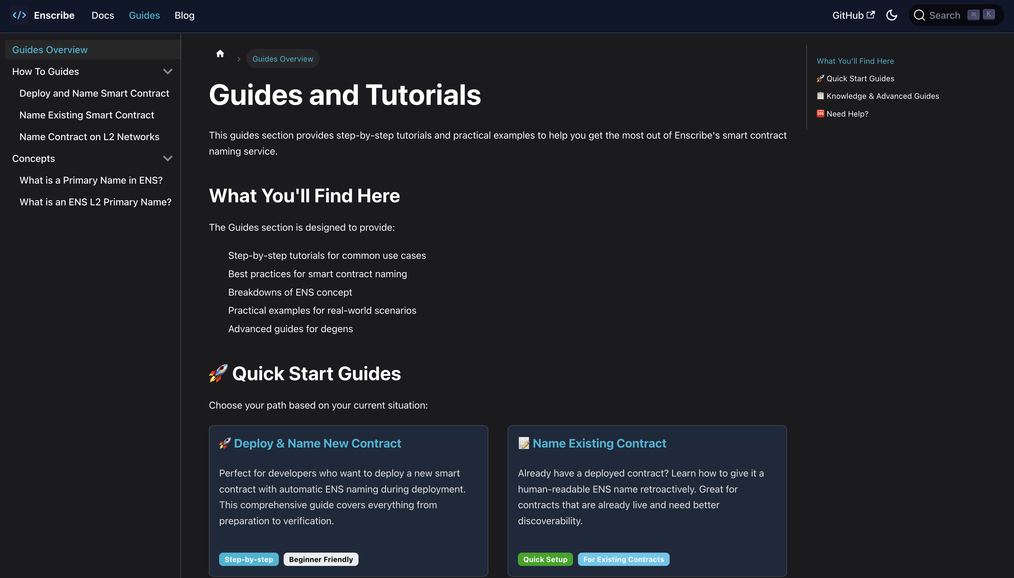 Guides Section Overview
