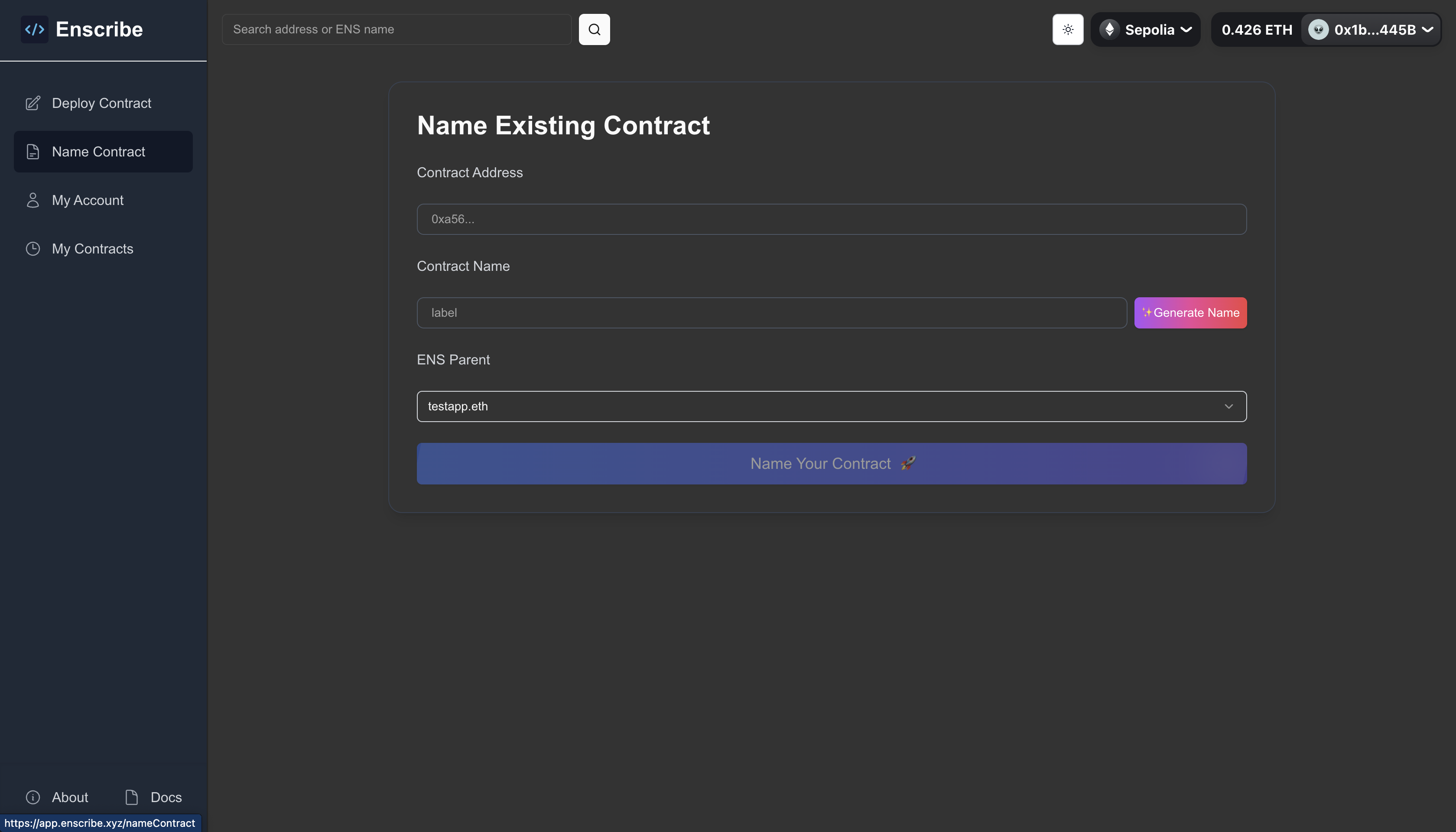 Name Existing Contract