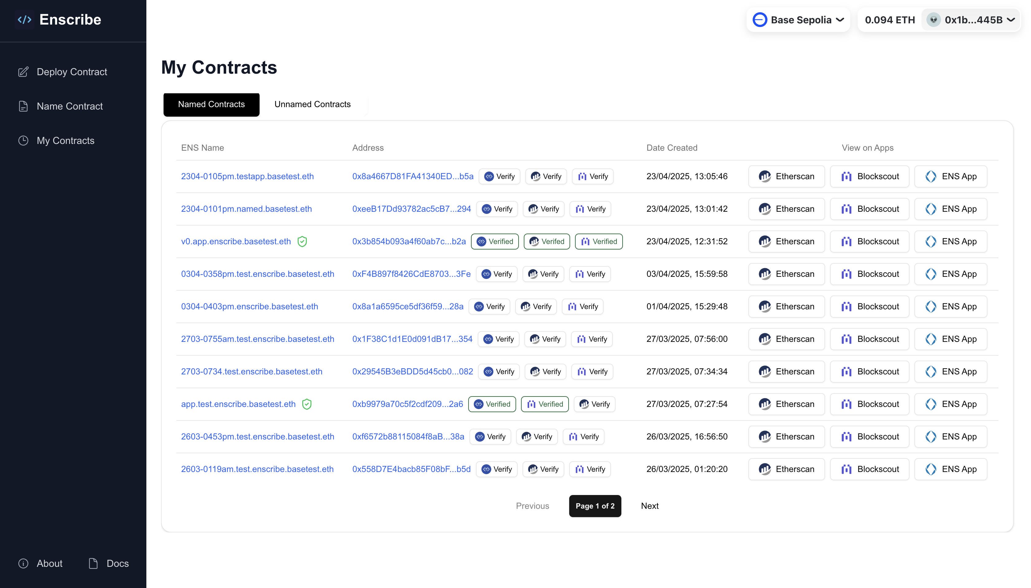 Verification badges in Named Contracts