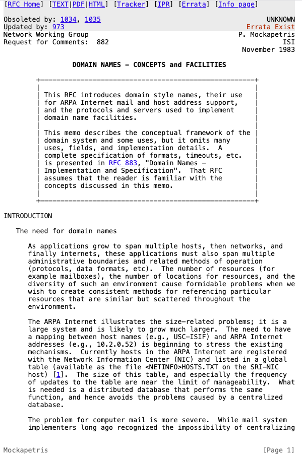 RFC-882 page 1 screenshot