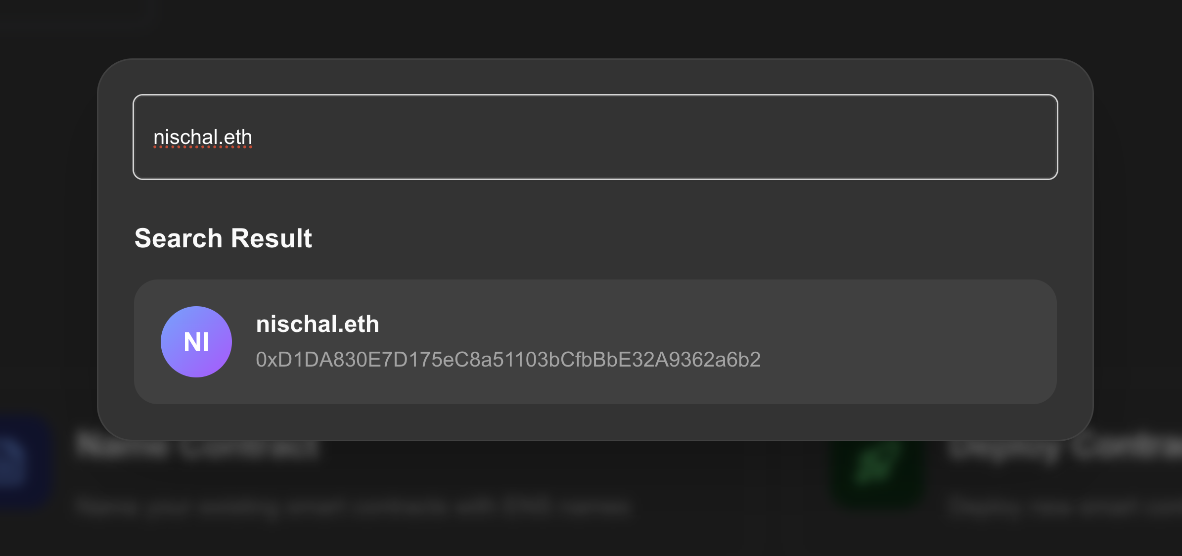 Search modal with ENS resolution