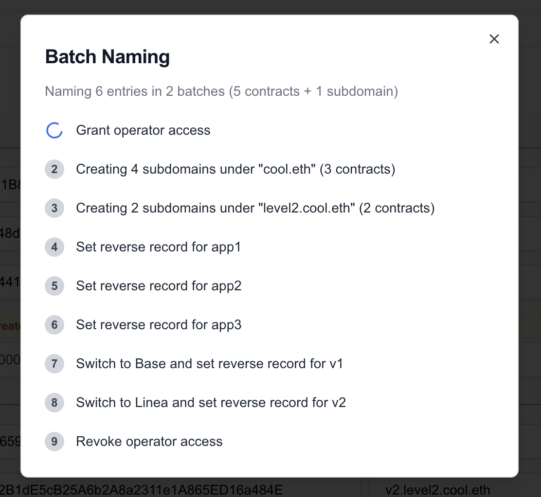 Transaction steps modal
