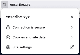 TLS padlock for enscribe.xyz site