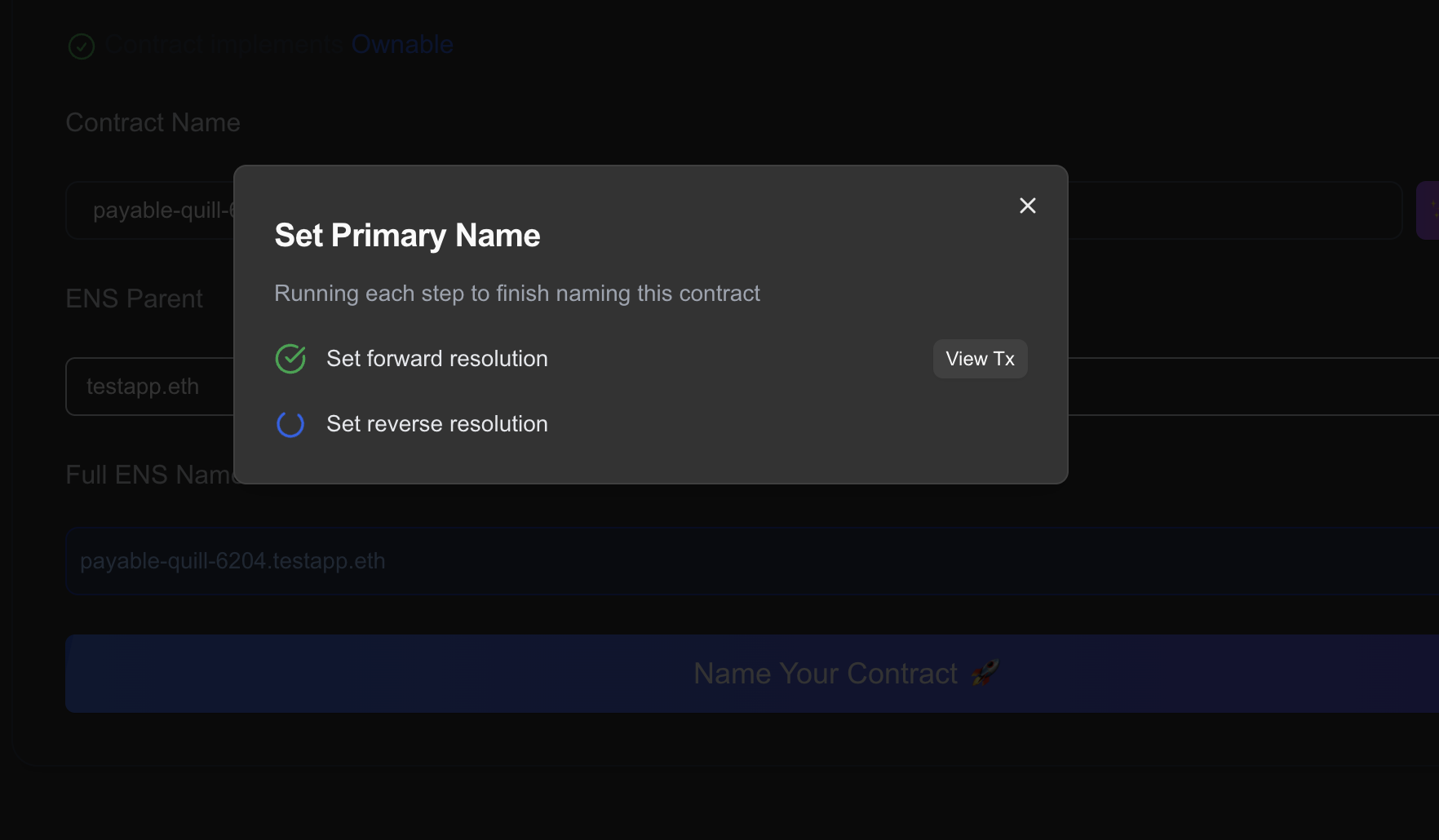 Contract Naming Loading