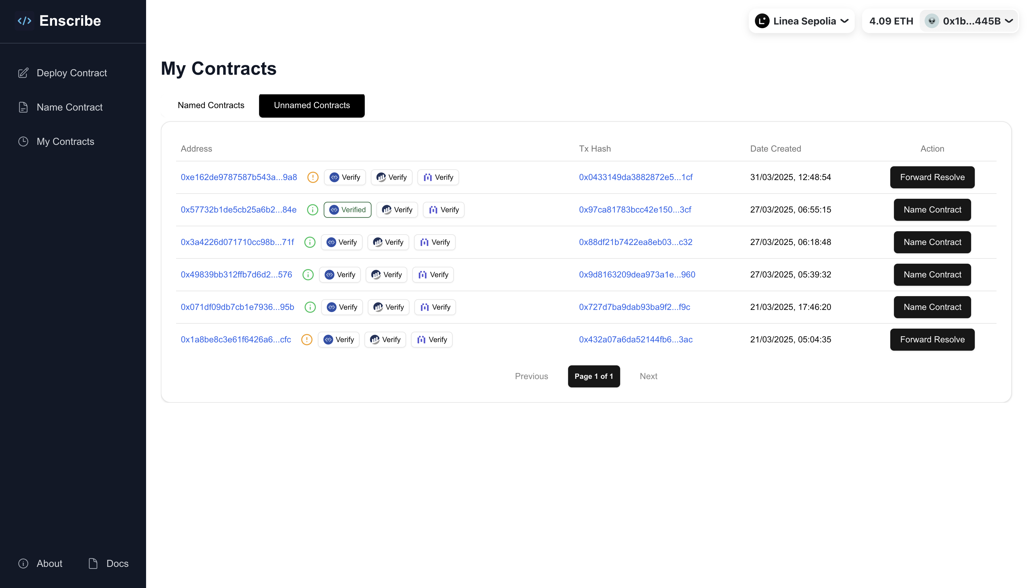 Verification badges in Unnamed Contracts